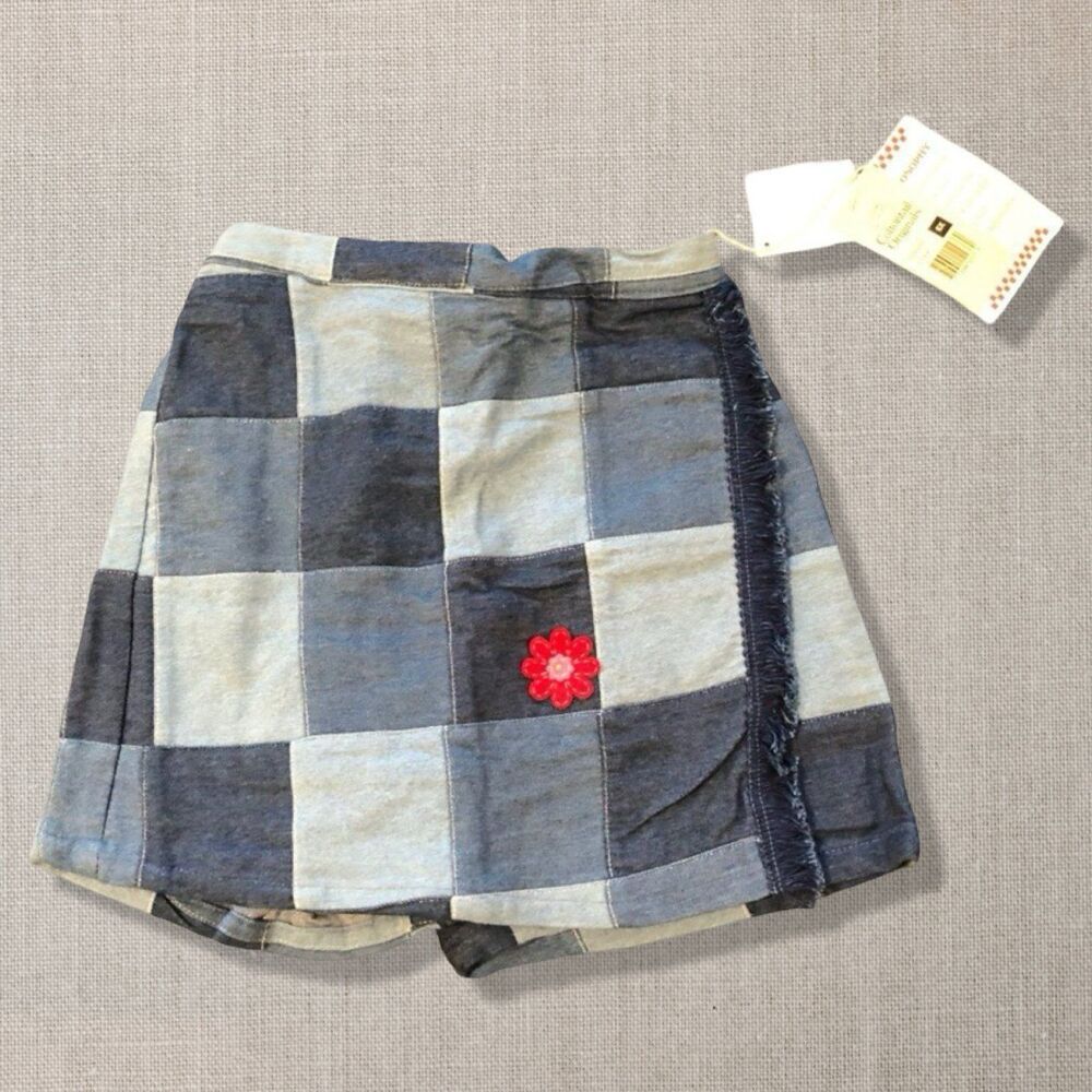 Vintage 90s Cottontail Originals Girls 6X NWT Patchwork Denim Skort Flower